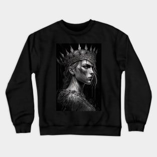 Fierce Warrior Queen Illustration Crewneck Sweatshirt